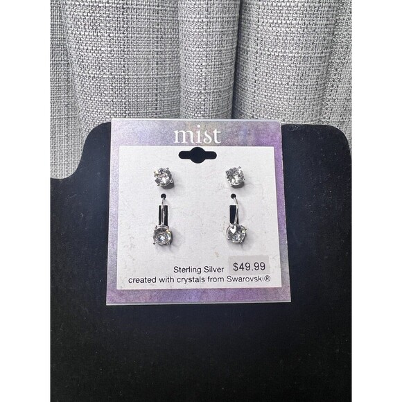 Swarovski Bracelet Double Wrap Black Suede Crystals Mist Earrings Lot - Picture 6 of 7